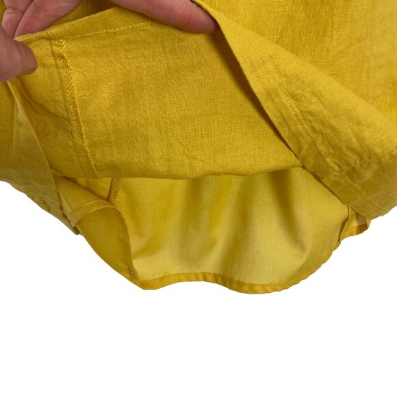 Yellow Linen Tie Front Mini Dress Small Adjustable Spaghetti Straps Bustier - Picture 6 of 9